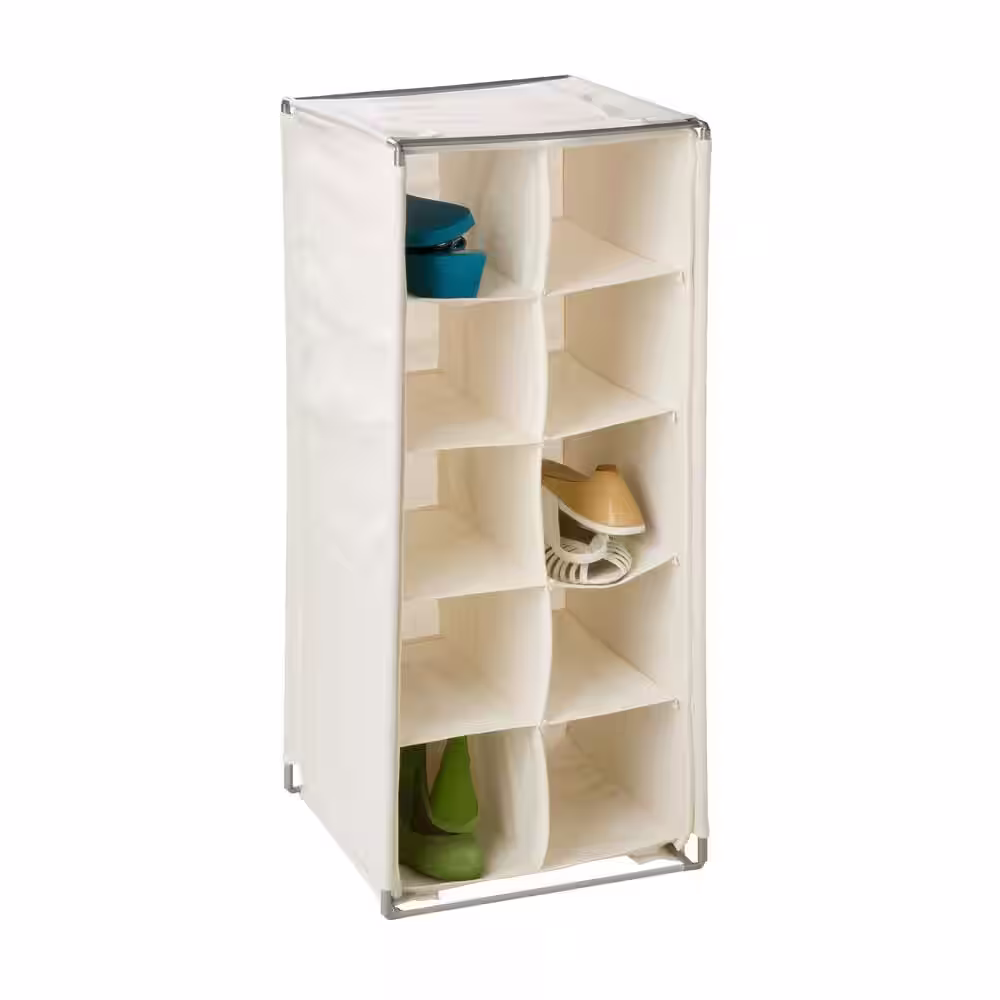 Honey-Can-Do 30 in. H 10-Pair Natural Canvas Shoe Rack