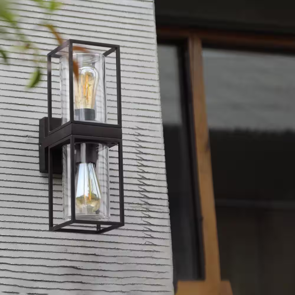 LUTEC 2-Light Bronze Outdoor Up and Down Sconce Wall Light