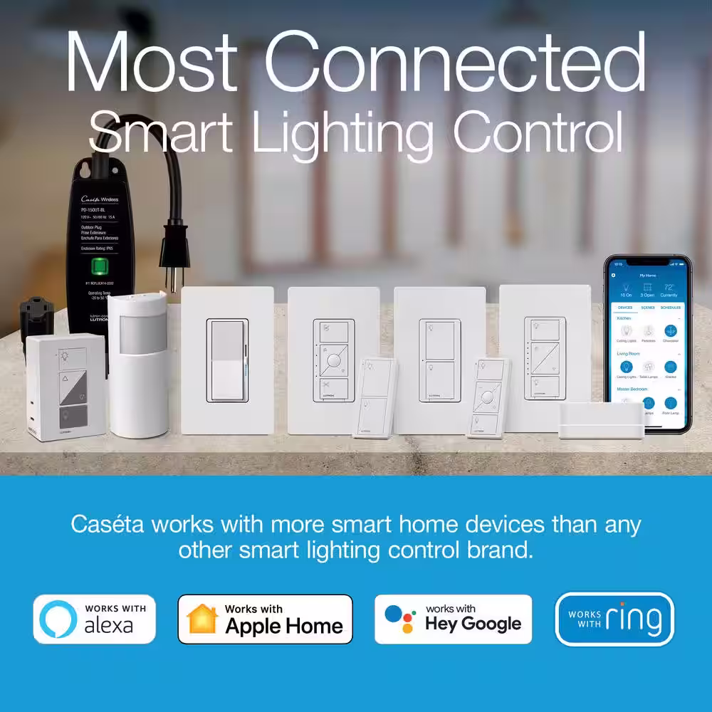 Lutron Diva Smart Dimmer Switch Starter Kit for Caseta Smart Lighting, with Smart Hub + Pico Remote, 150-Watt LED (DVRF-BDG-1D)