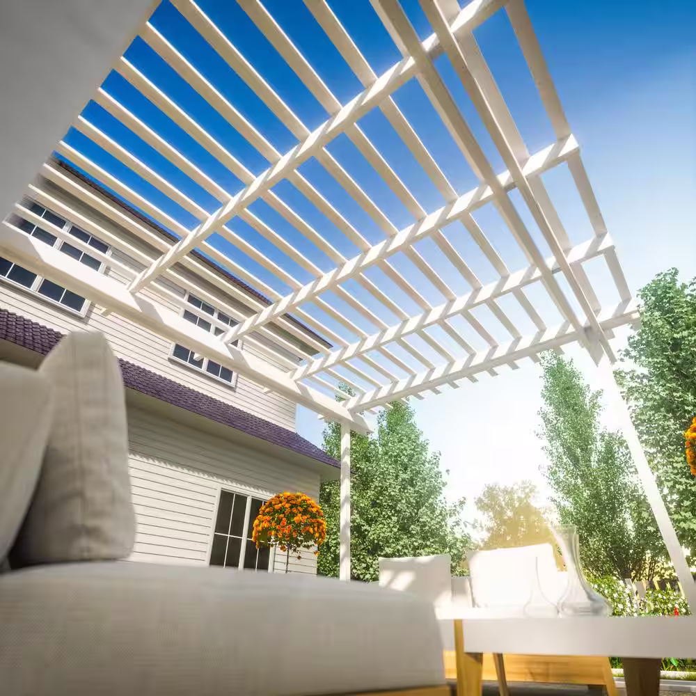 Four Seasons Outdoor Living Solutions Contempra 16 ft. x 12 ft. White Aluminum Free Standing Pergola with 4 Posts