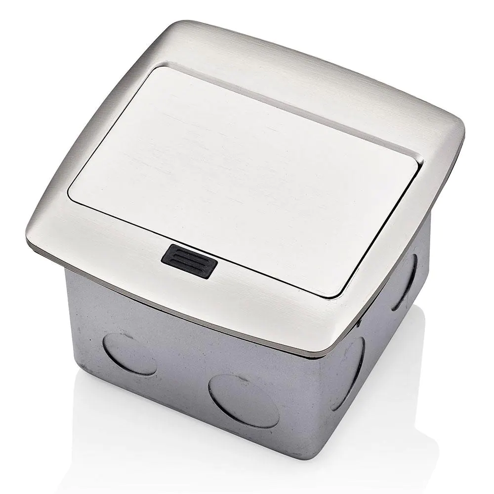 Leviton Pop-Up Floor Box with 20 Amp, Tamper-Resistant Outlet, Brushed Nickel