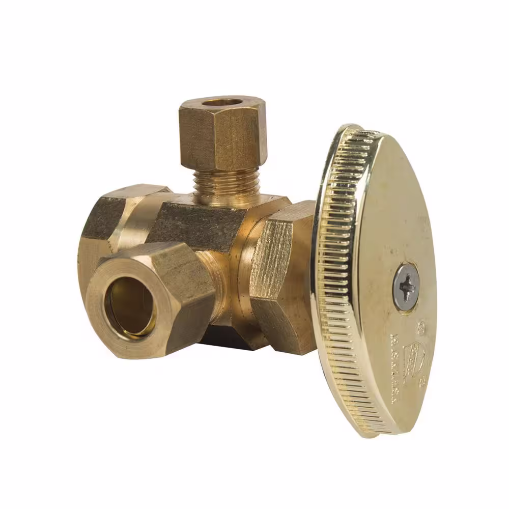 BrassCraft 1/2 in. FIP Inlet x 3/8 in. Compression x 1/4 in. Compression Dual Outlet Multi-Turn Valve