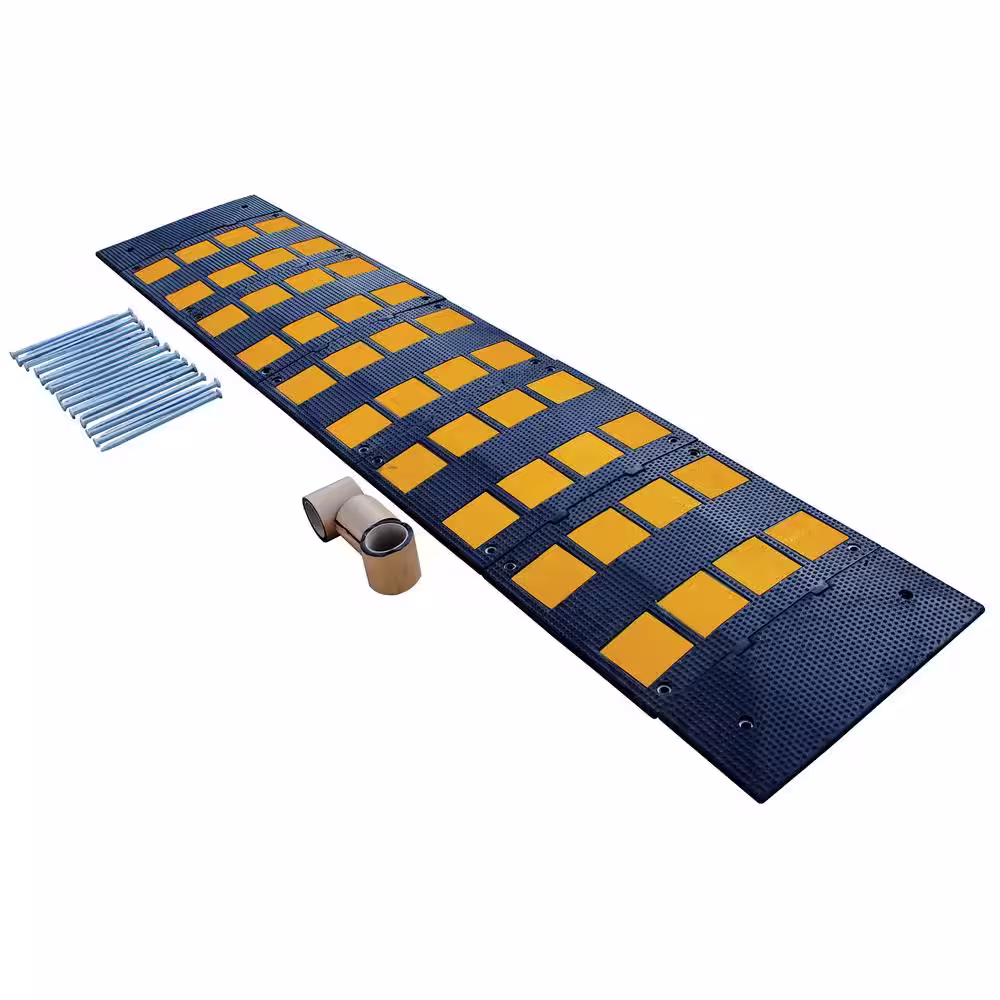 Vestil 23.5 in. x 108 in. x 2 in. Deluxe Rubber Speed Hump with Asphalt Kit