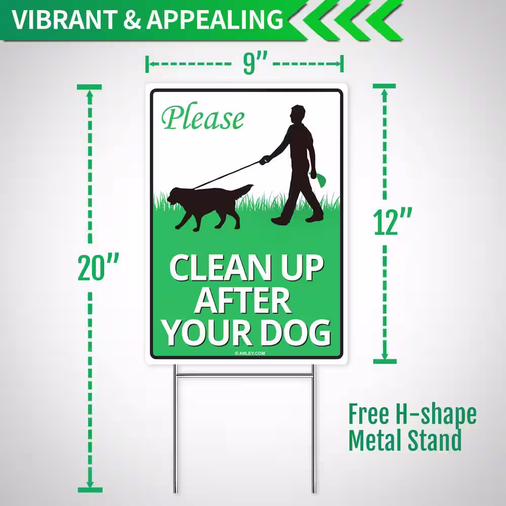 ANLEY 12 in. x 9 in. Clean Up After Your Dog Yard Sign, No Pooping Peeing Dogs Lawn Signs