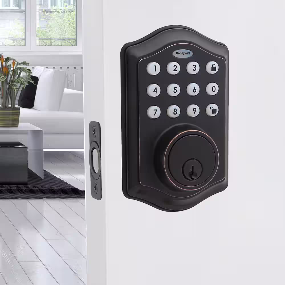 Honeywell Electronic Keypad Oil Rubbed Bronze Single Cylinder Deadbolt Lock