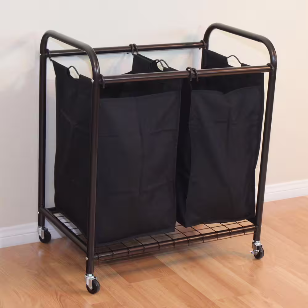 Oceanstar 2-Bag Bronze Rolling Laundry Sorter