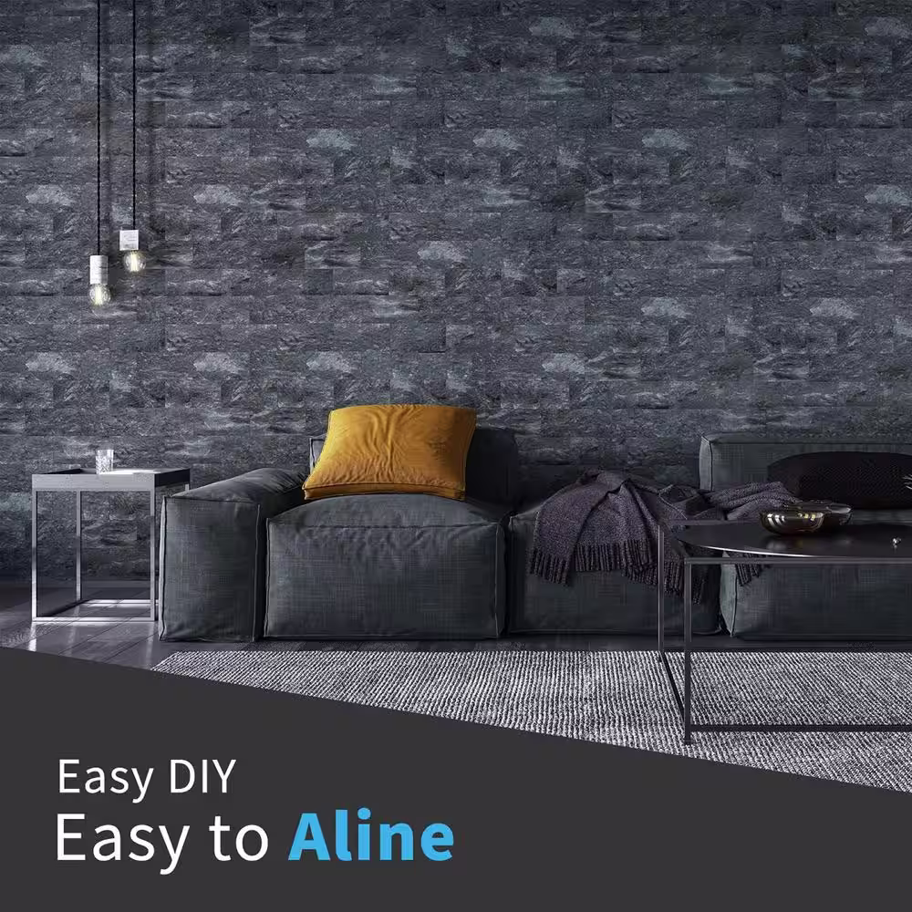 Art3d Dark-Granite 13.5 in. x 11.4 in. PVC Peel and Stick Tile for Kitchen Backplash, Bathroom, Fireplace (9.6 sq. ft./box)