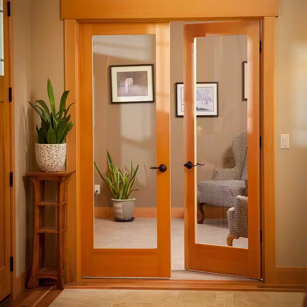Builders Choice 32 in. x 80 in. Solid Core 1 Lite Clear Glass Unfinished Fir Wood Interior Door Slab