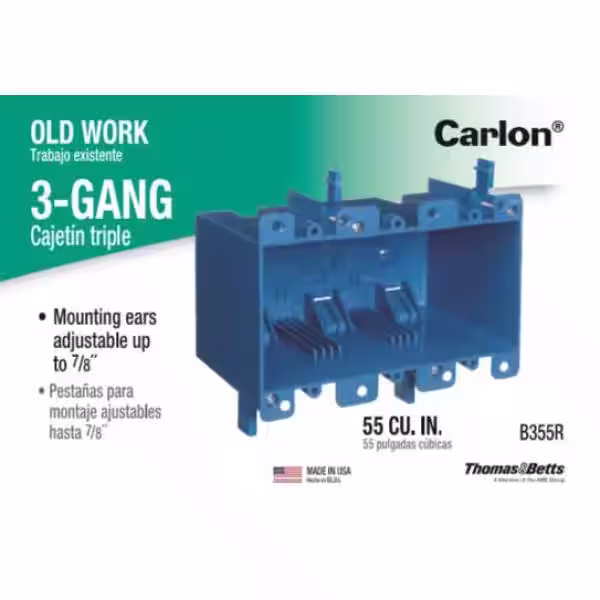 Carlon 3-Gang 55 cu. in. PVC Old Work Electrical Switch and Outlet Box