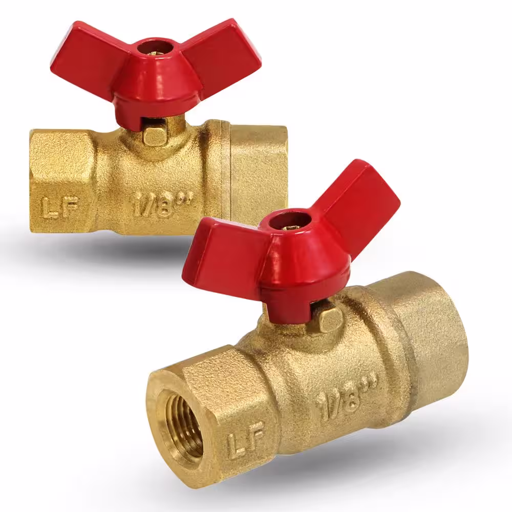The Plumber's Choice 1/8 in. Lead Free Brass FIP and FIP Full Port Ball Valve with Butterfly Handle