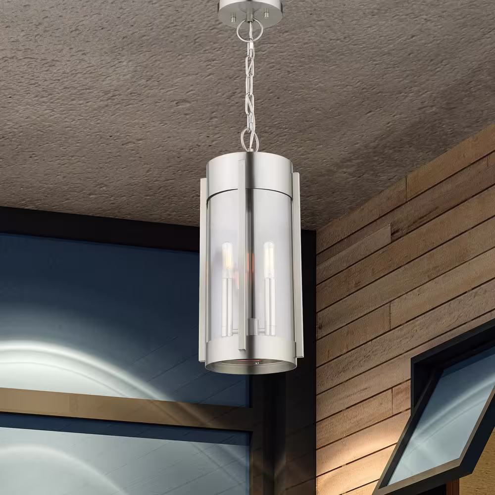 Livex Lighting Sheridan 2 Light Brushed Nickel Outdoor Pendant Lantern
