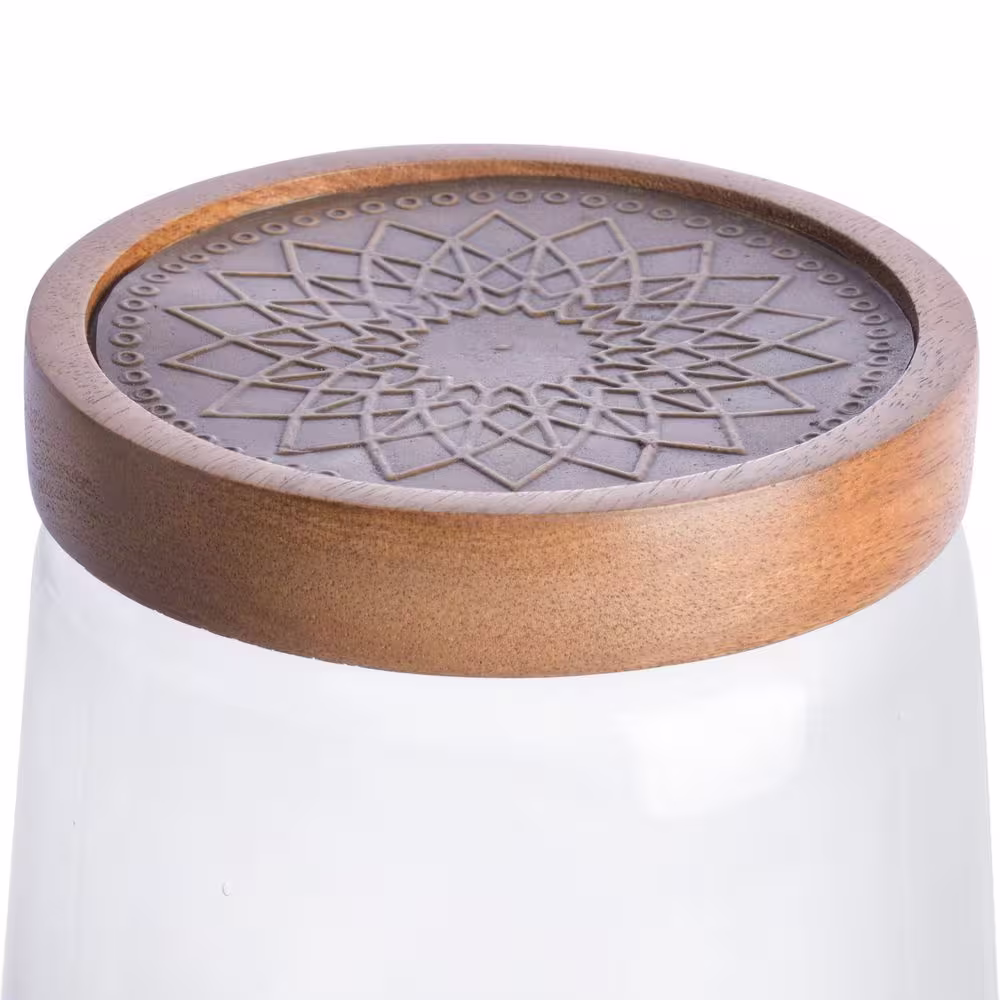 None 5.75 in. Glass Canister with Wood Lid