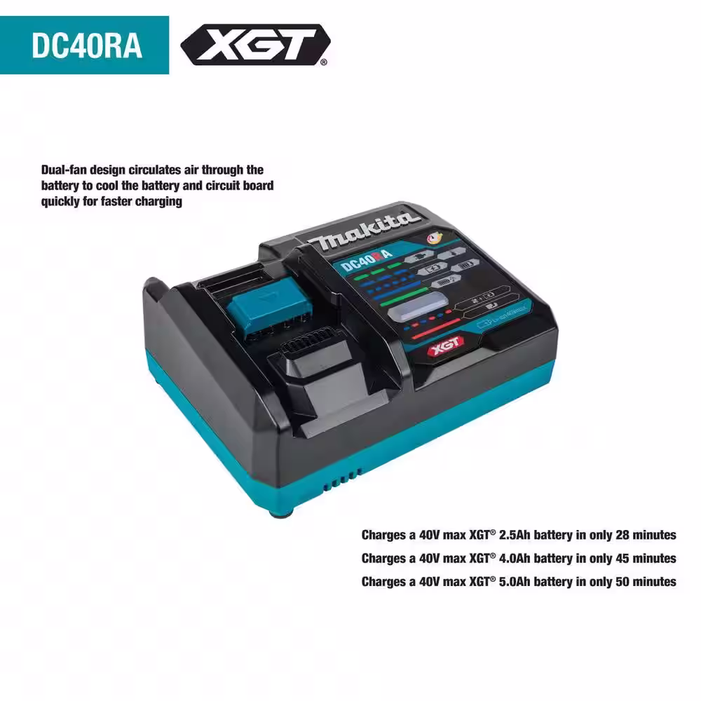 Makita 40V max XGT 4.0Ah Battery and Charger Starter Pack, BL4040, DC40RA (4.0Ah)