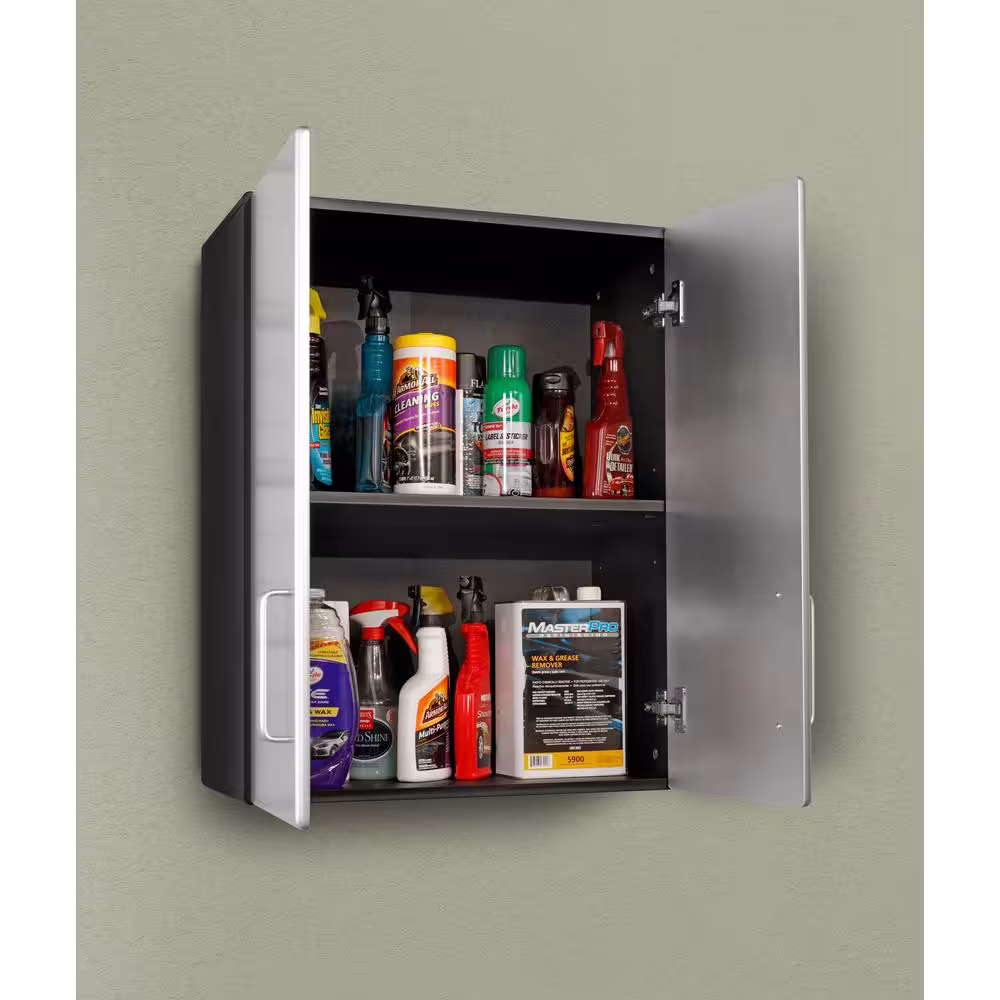 Tuff Stor Metallic Series 1-Piece Composite Garage Storage System in Black (24 in. W x 30 in. H x 13 in. D)