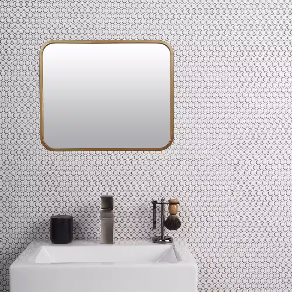 Ivy Hill Tile Bliss Edged Penny Vintage White 11.49 in. x 12.32 in. Polished Ceramic Floor and Wall Mosaic Tile (0.98 Sq. Ft./Each)
