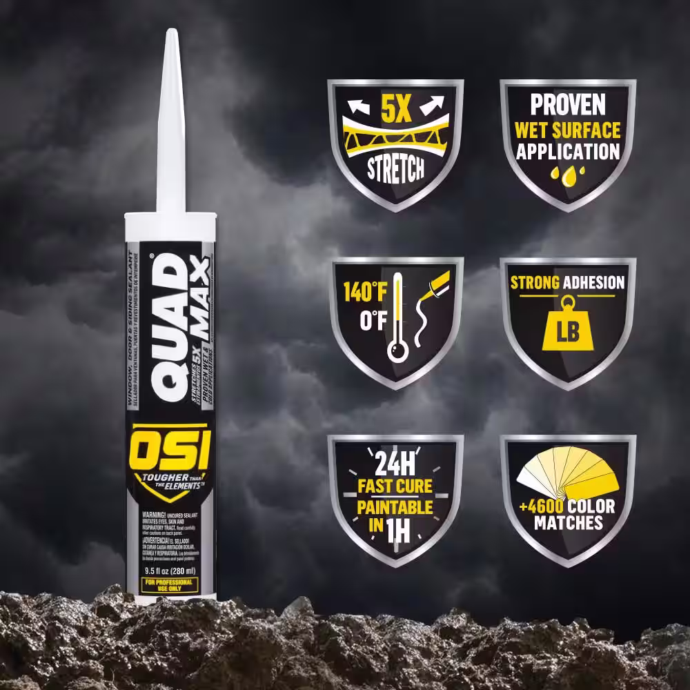 OSI QUAD Max 9 fl. oz Clear Exterior/Interior Window, Door, and Siding Sealant