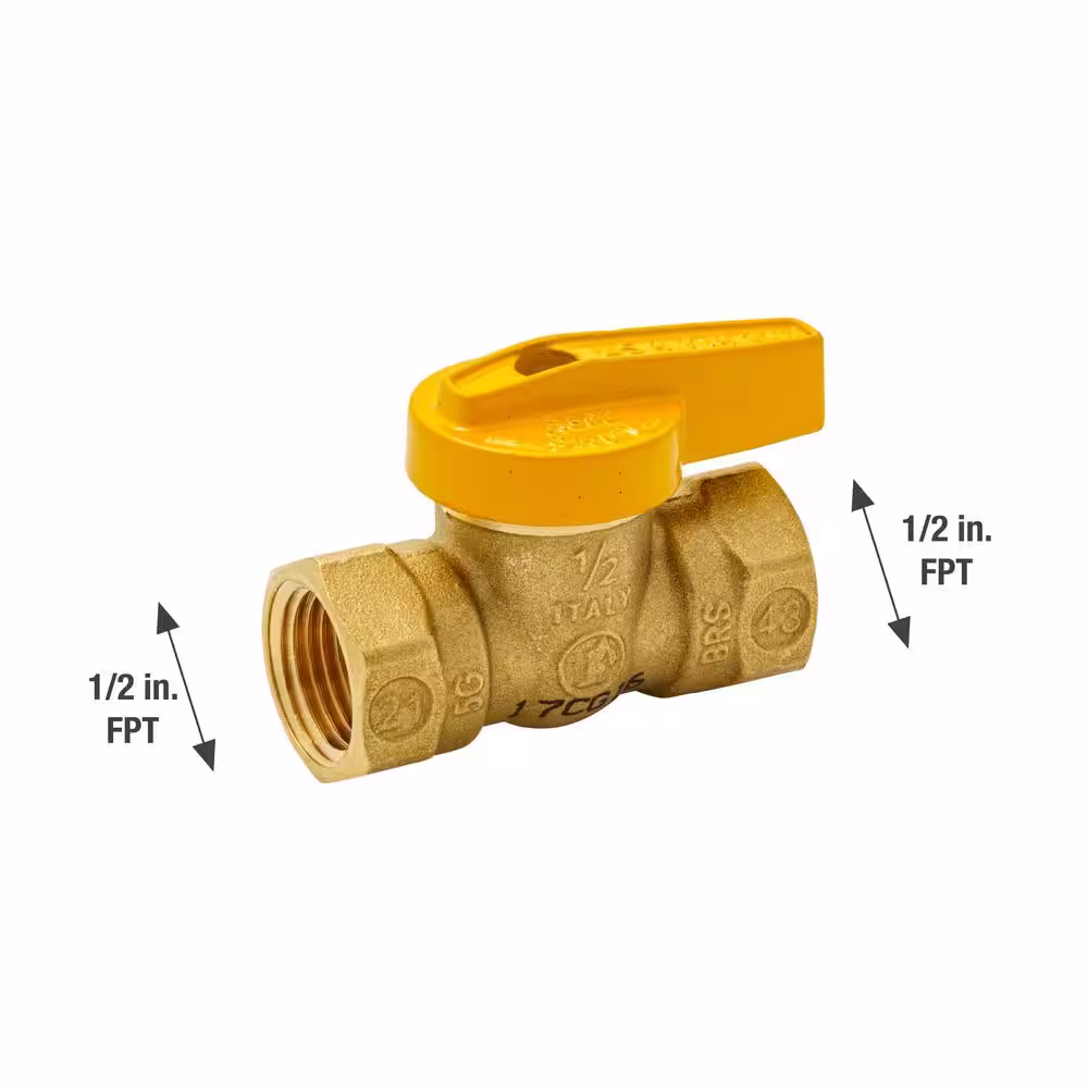 Everbilt 1/2 in. Brass Lever-Handle FPT 1-Piece Body Gas Ball Valve