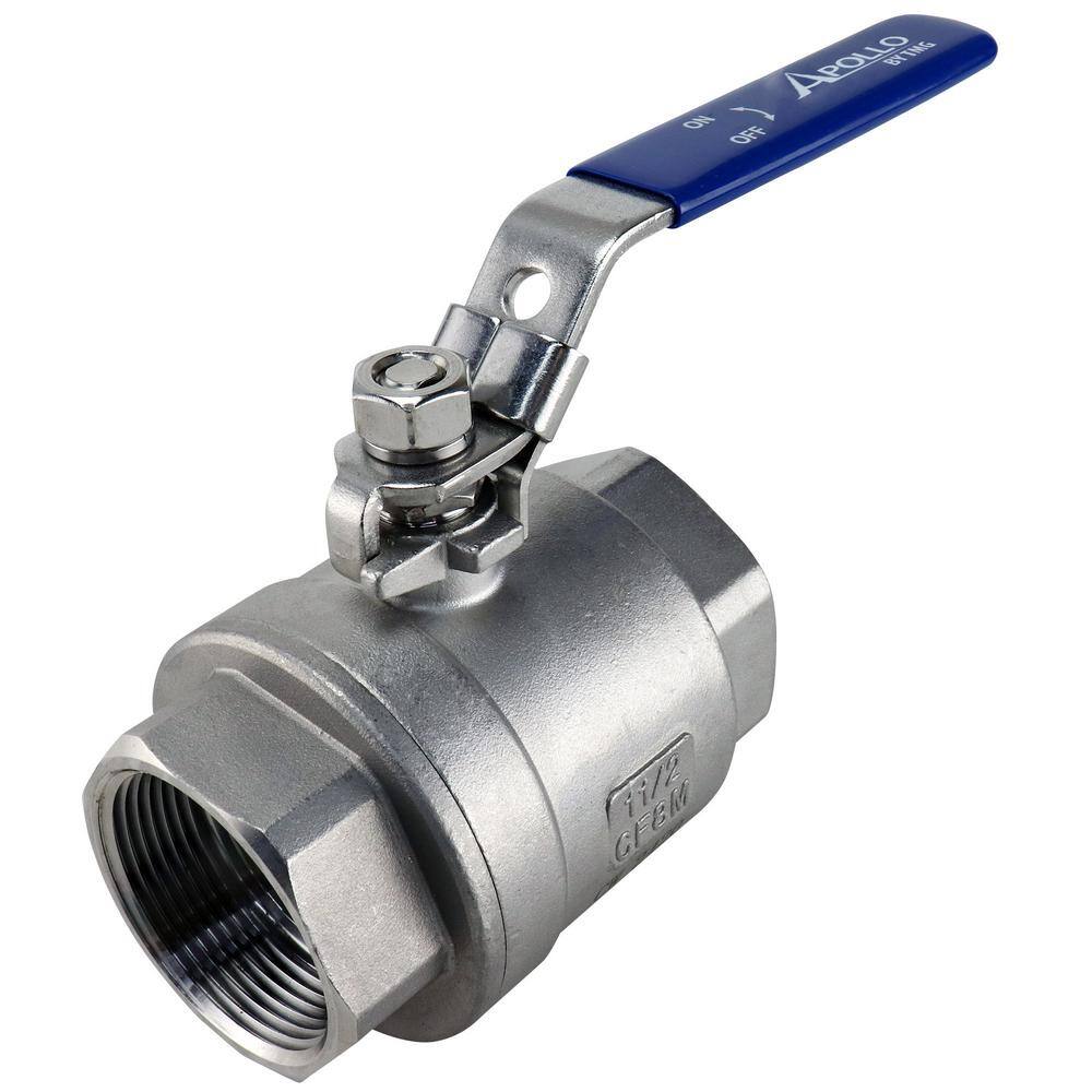 Apollo 1-1/2 in. Stainless Steel FNPT x FNPT Full-Port Ball Valve with Latch Lock Lever