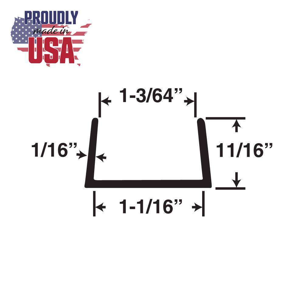 None 11/16 in. D x 1-1/16 in. W x 48 in. L Black Styrene Plastic U-Channel Moulding Fits 1-1/16 in. Board, (3-Pack)