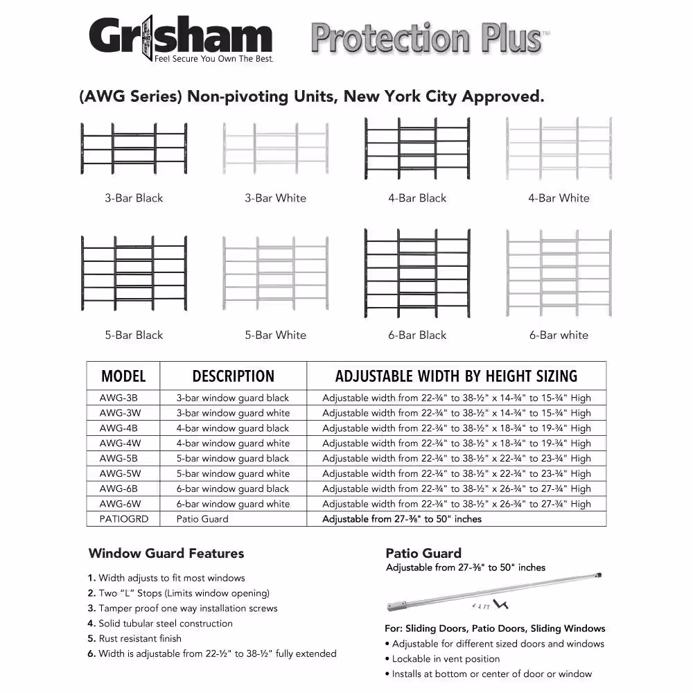 Grisham Awg 6-Bar Window Guard in Black