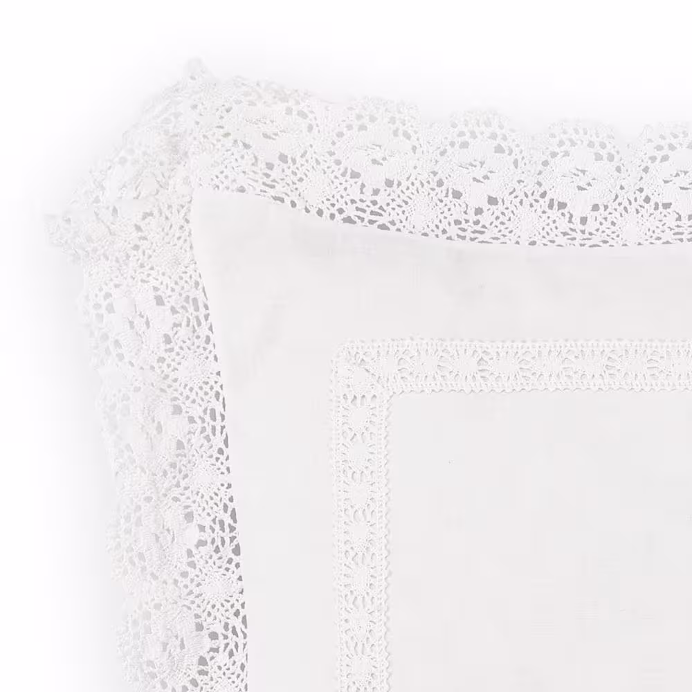 Laura Ashley Annabella White Ruffle Solid Cotton 18 in. x 18 in. Throw Pillow