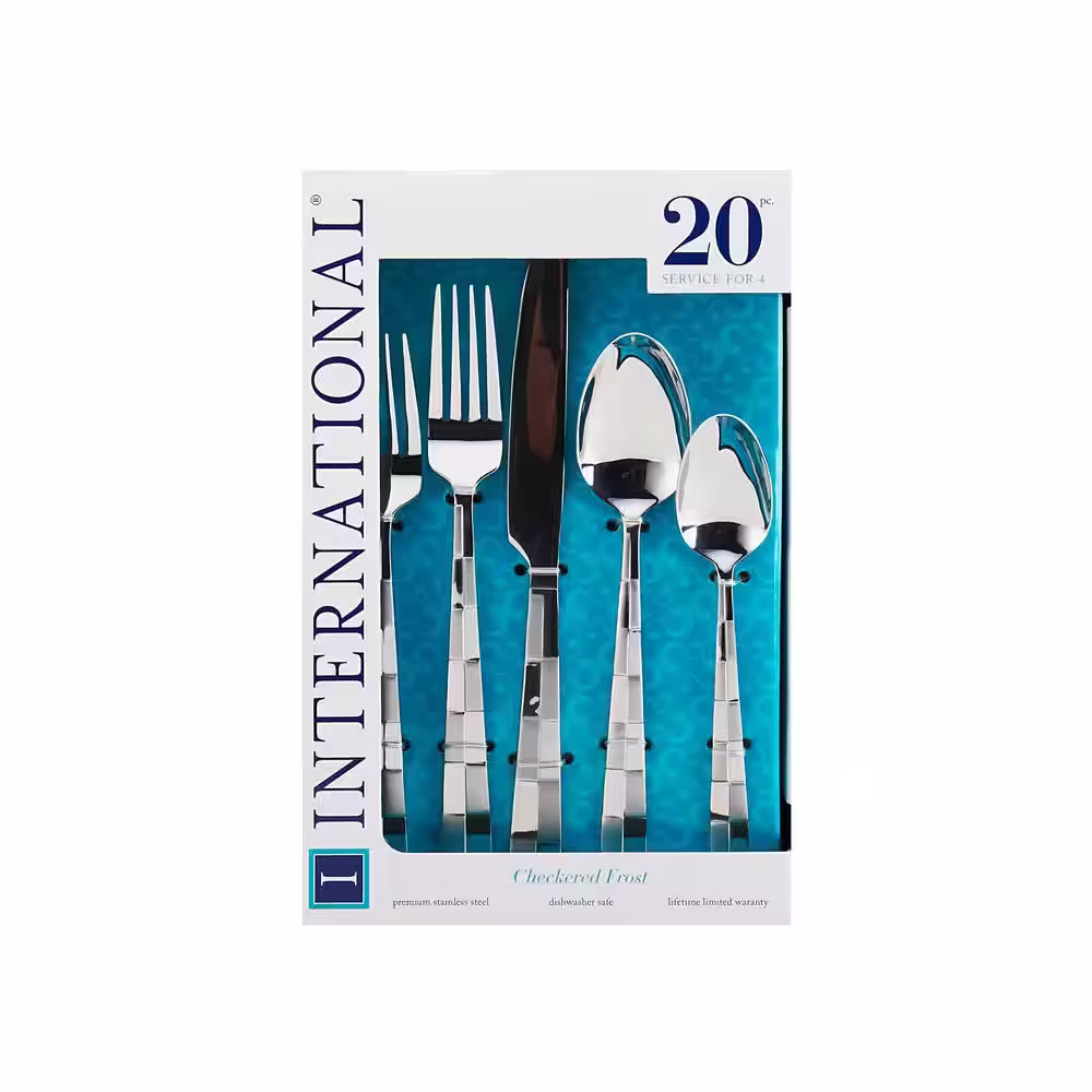 International Silver Checkered Frost 20-Piece 18/0 Stainless Steel Flatware Set (Service for 4)