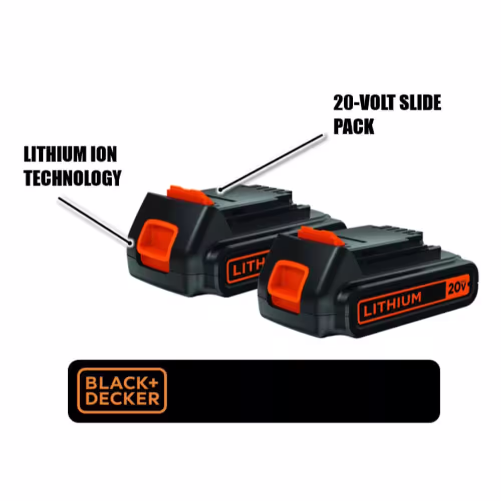 BLACK+DECKER 20V 1.5Ah MAX Lithium-Ion Battery (2 Pack) - Charger Not Included