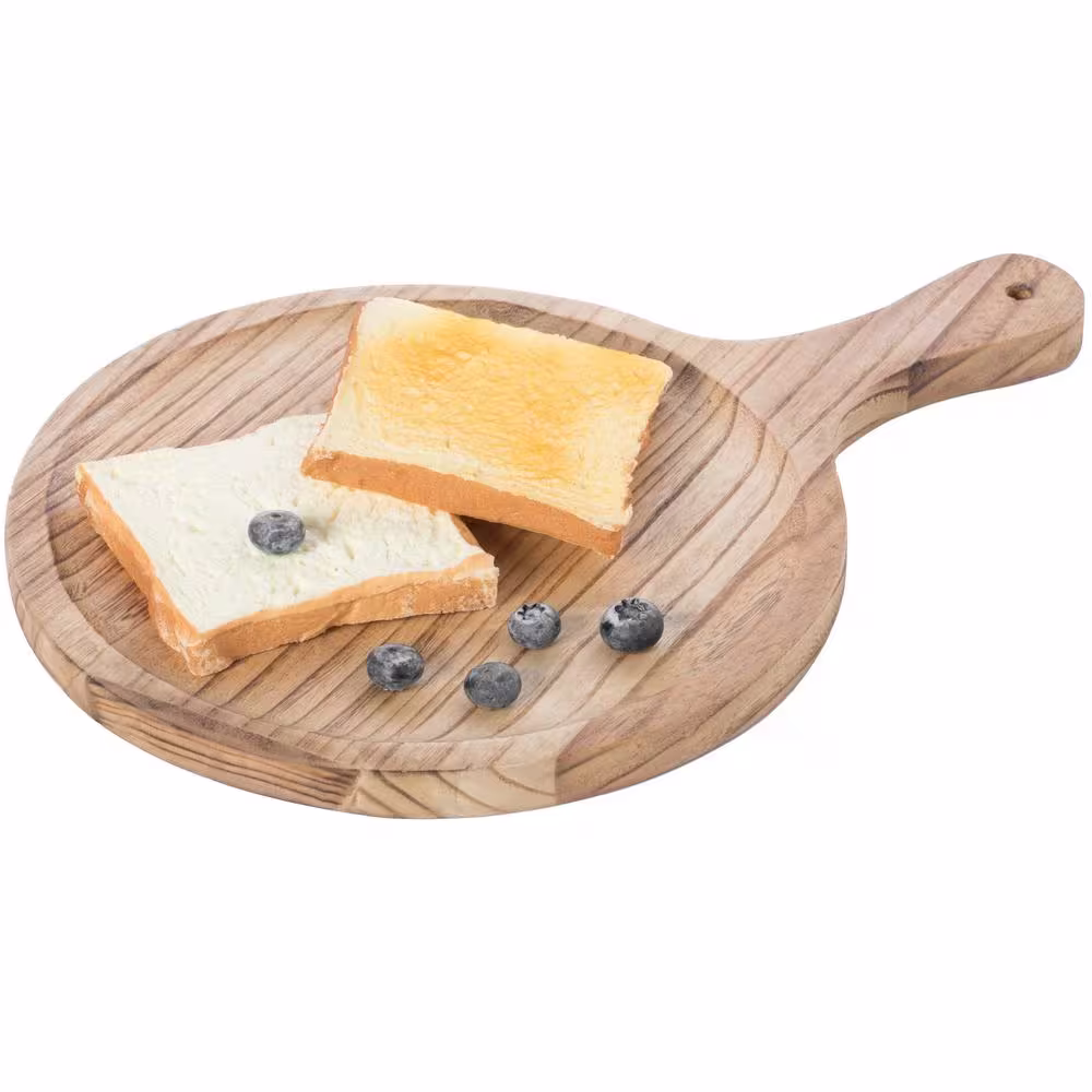 Vintiquewise Beige Wooden Round Shape Serving Tray Display Platter