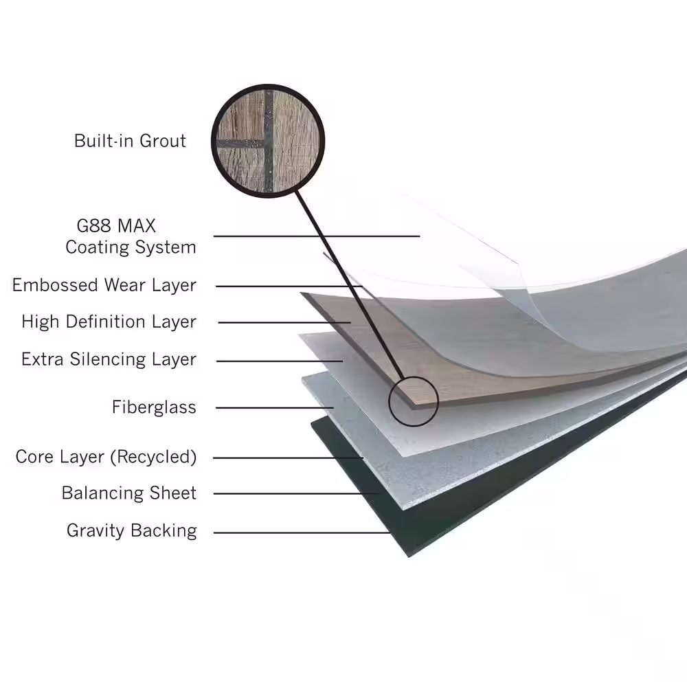 CERAMIX Gray Concrete 36 in. W x 36 in. L Loose Lay Waterproof Vinyl Tile Flooring (36 sq. ft/case)