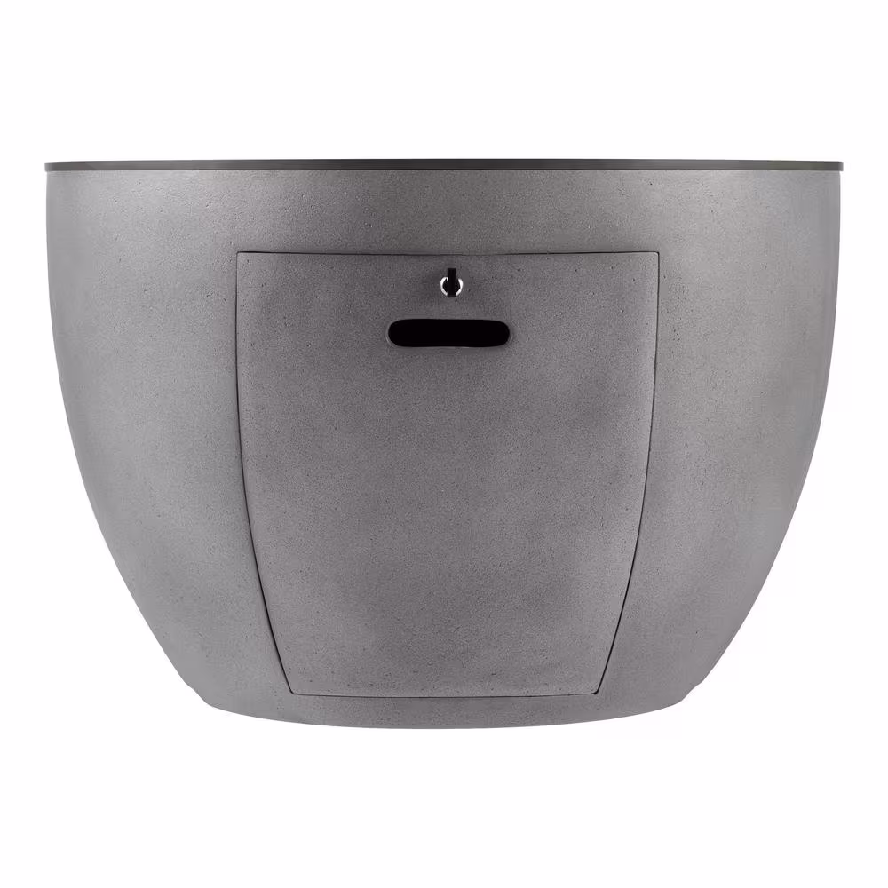 Home Decorators Collection 35.2 in. W x 24 in. H Round Concrete Finish Fire Table with Sintered Stone Tabletop