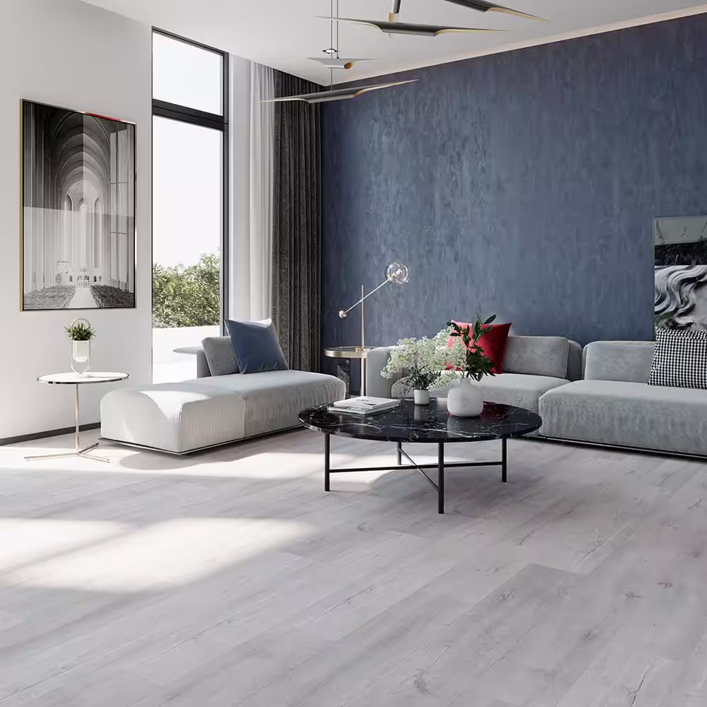 TrafficMaster Mont-Orford Gray Oak 6 MIL x 7.2 in. W x 48 in. L Click Lock Waterproof Luxury Vinyl Plank Flooring (28.8 sqft/case)