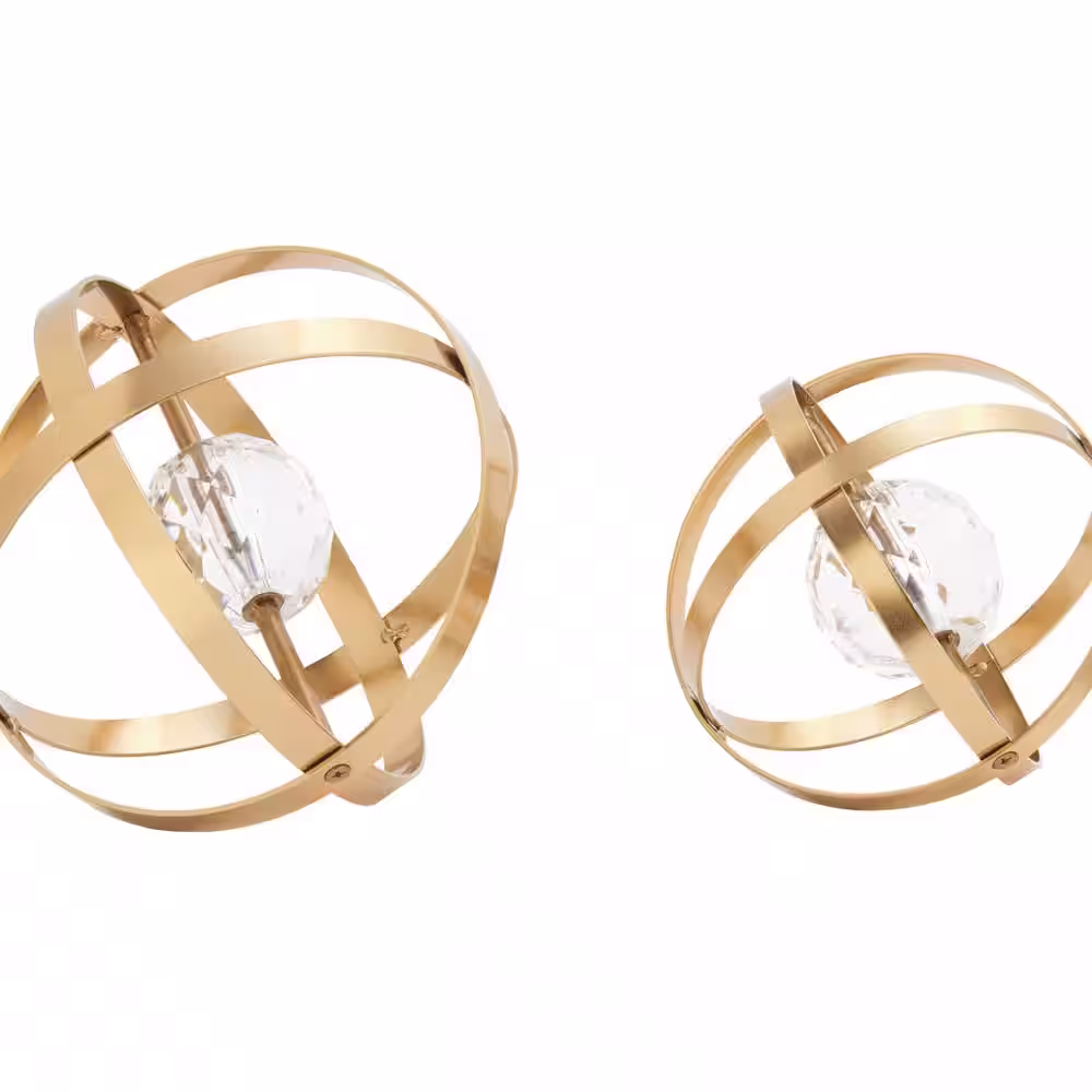 Litton Lane Gold Metal Geometric Sculpture (Set of 3)
