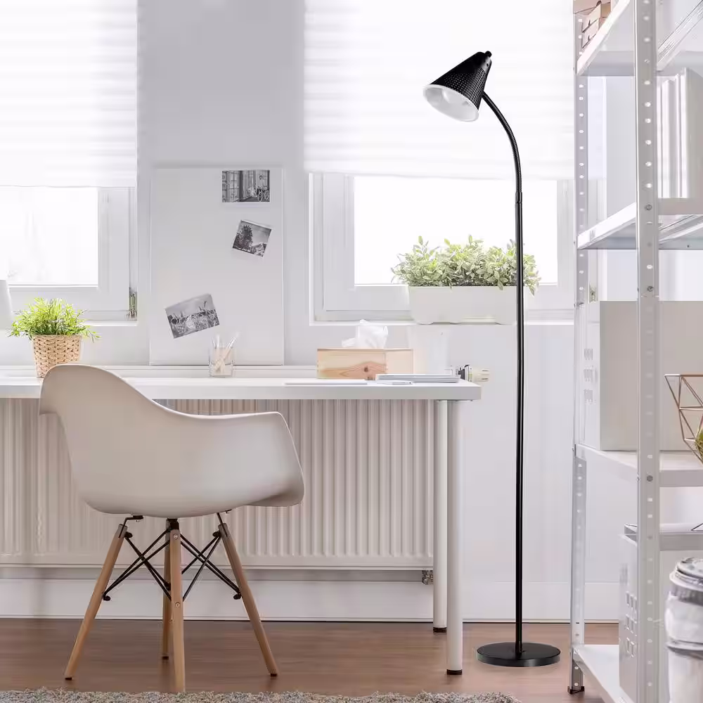 Globe Electric LED for Life 59 in. 1-Light Matte Black Floor Lamp