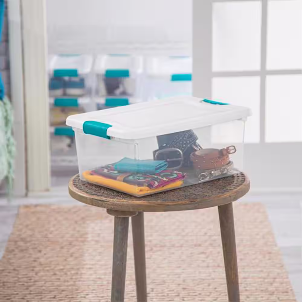 Sterilite 15 Qt. Stackable Latching Storage Box Container in Clear (12-Pack)