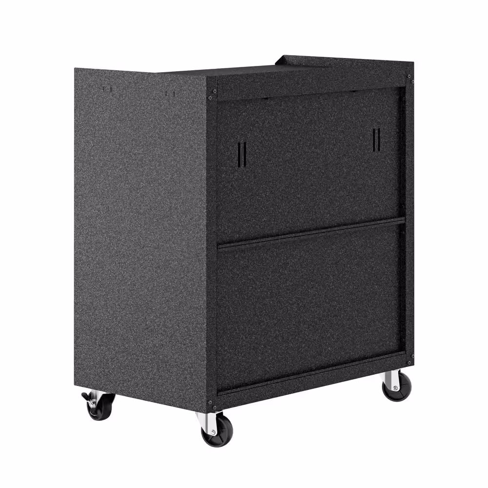 Manhattan Comfort Fortress 37.6 in. H x 72.4 in. W x 20.5 in. D Mobile Space-Saving Steel Garage Cabinet and Worktable in Grey (3-Piece)