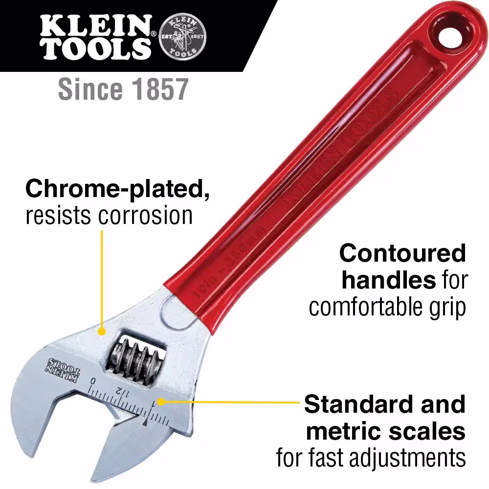 Klein Tools 1-5/16 in. Extra Capacity Adjuatable Wrench with Plastic Dipped Handle