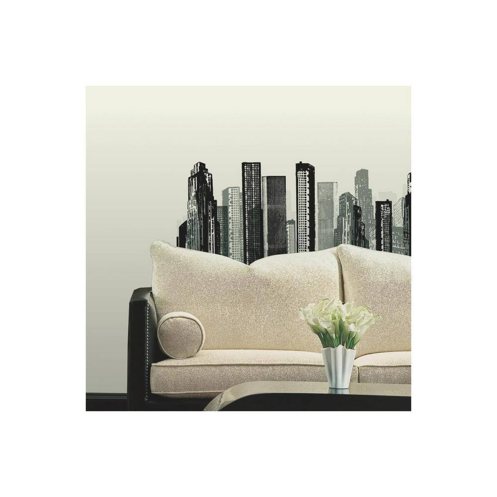 RoomMates Black Cityscape Peel and Stick Giant Wall Decal