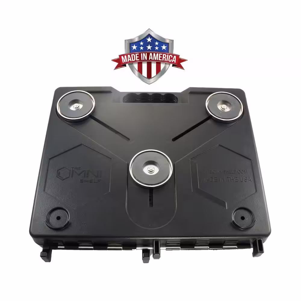 None The OmniShelf 17 in. Magnetic Toolbox Utility Shelf 40 lb. Capacity, Hands Free Portable Workstation