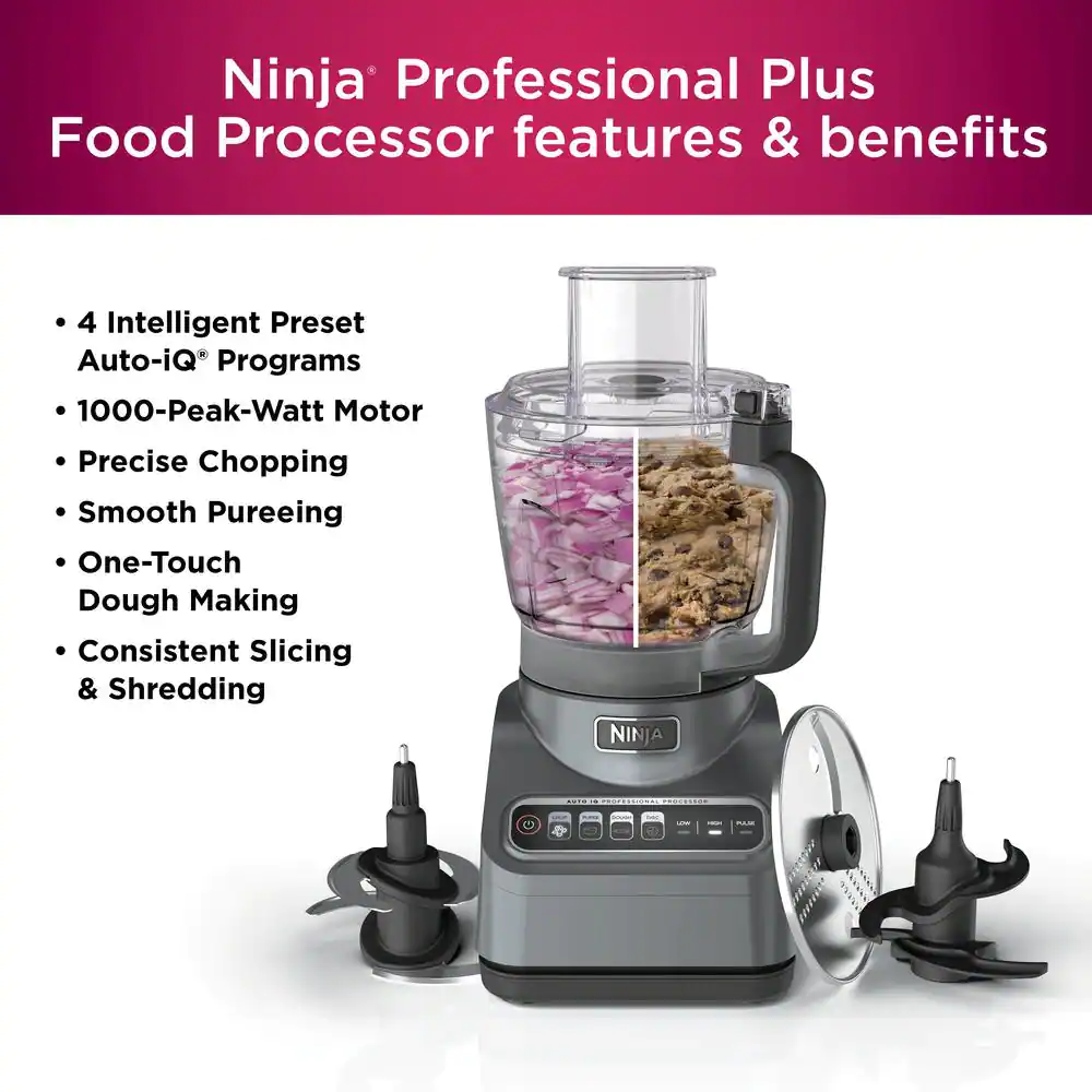 NINJA Professional Plus 9 Cup Silver Food Processor with Auto-iQ (BN601)