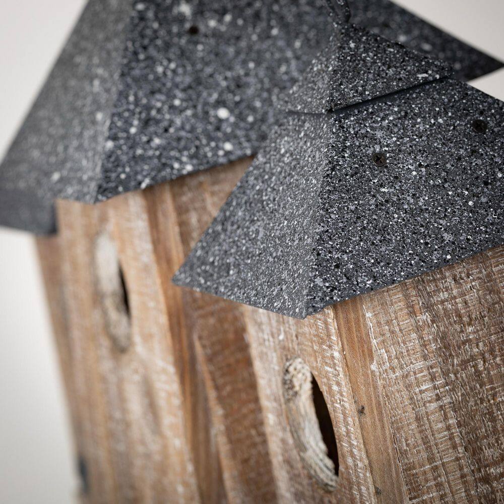 SULLIVANS 10.25 in. Gray Wood Triple Birdhouse Condo