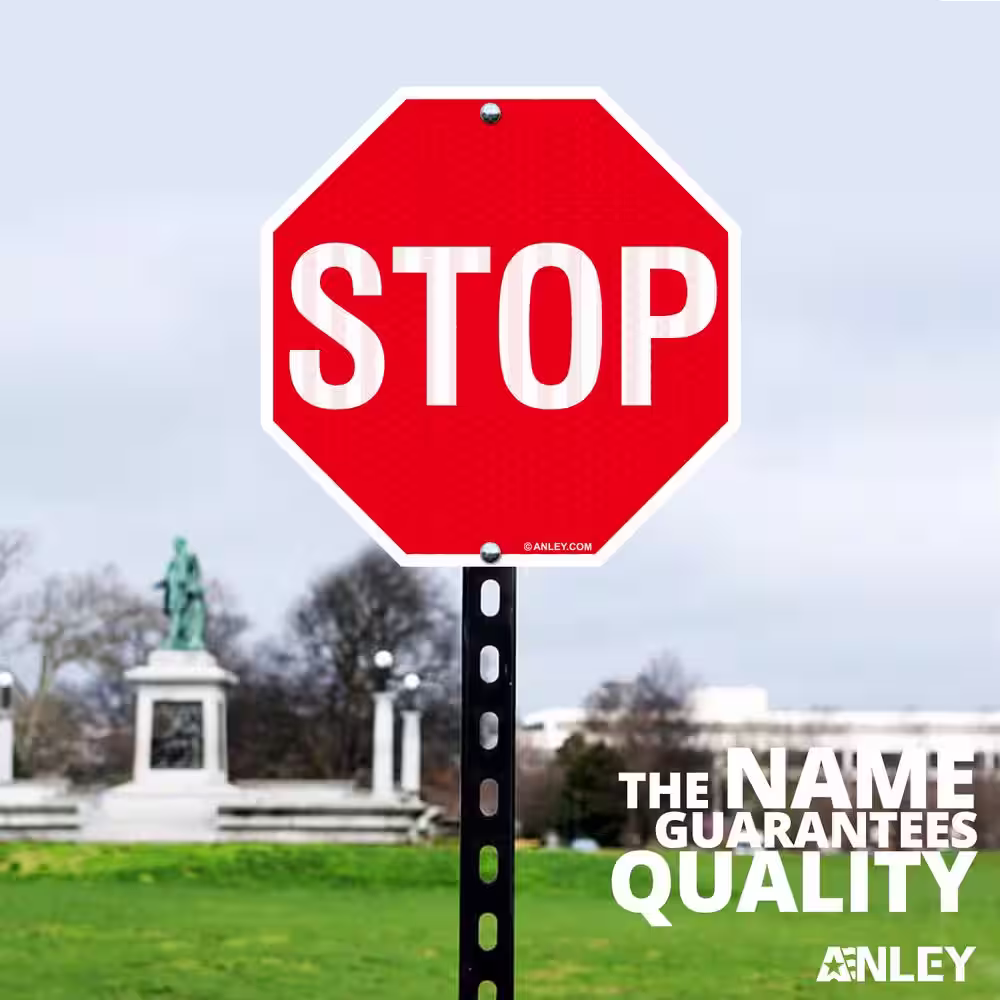 ANLEY 12 in. x 12 in. Stop Sign - Street Road Slow Warning Metal Warning Signs