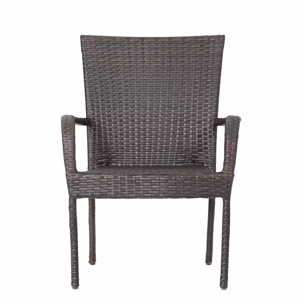 Noble House Delani Multi-Brown 7-Piece Faux Rattan Outdoor Dining Set