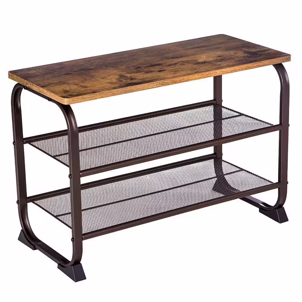 Benjara 17.7 H 6-Pair Black Metal Shoe Rack