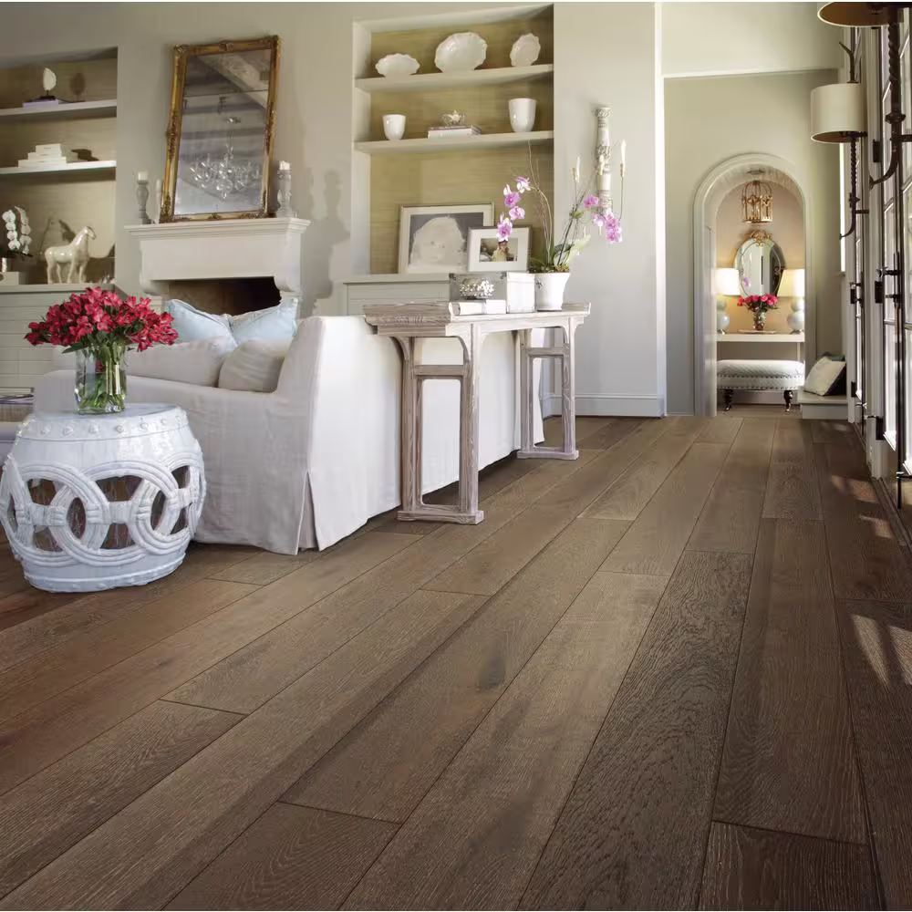 Shaw Richmond Oak Earthen White Oak 9/16 in. T x 7.5 in. W Wire Brushed Engineered Hardwood Flooring (31.1 sqft/case)