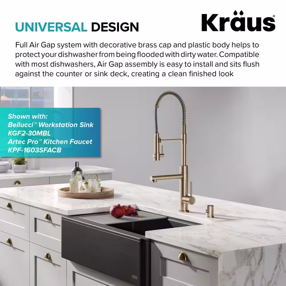 KRAUS Dishwasher Air Gap in Spot Free Antique Champagne Bronze