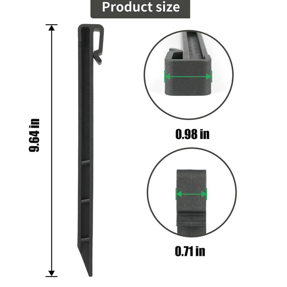 None 9.64 in. Black Plastic Landscape Anchoring Spikes (12 Per Pack)