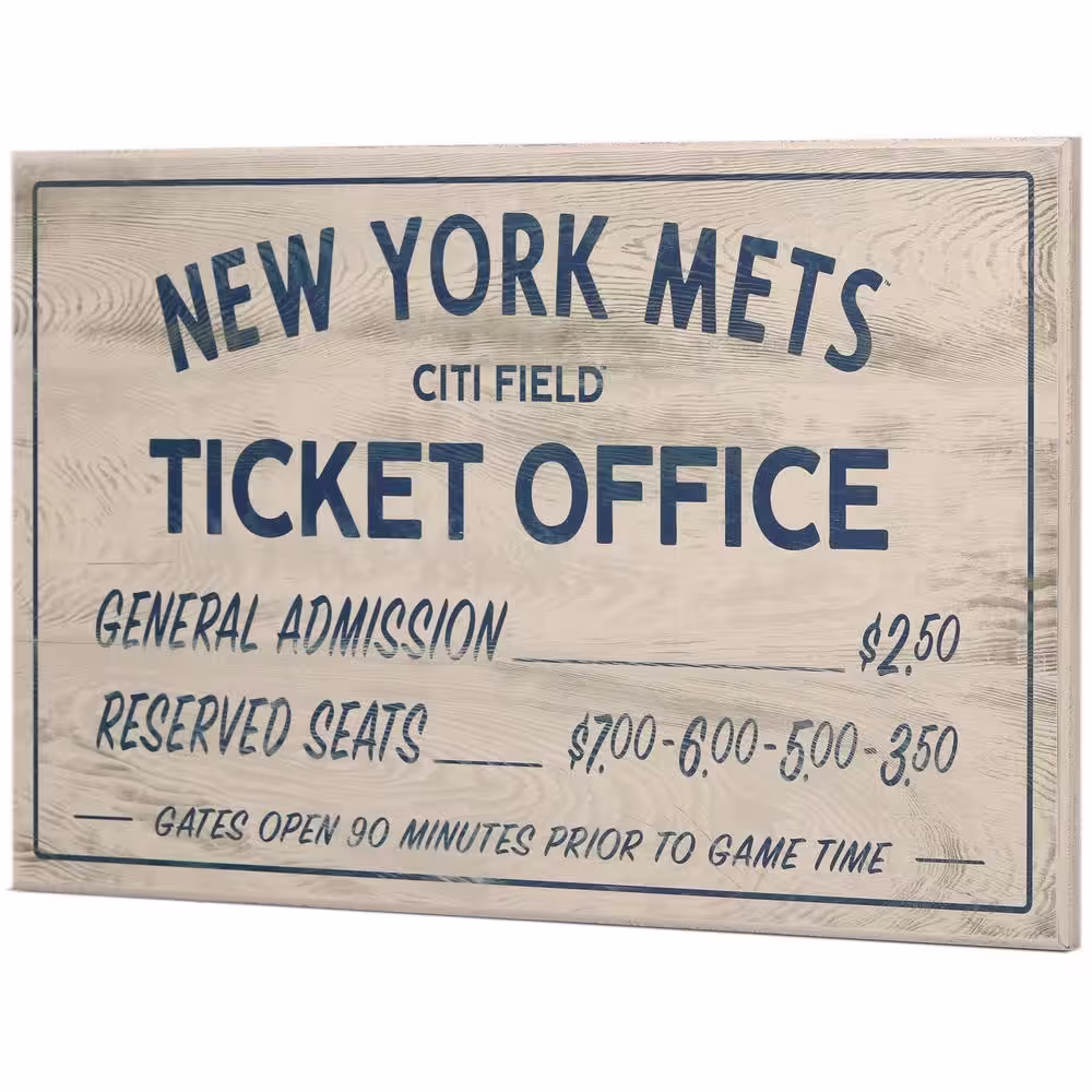 Open Road Brands New York Mets Vintage Ticket Office Wood Wall Decor
