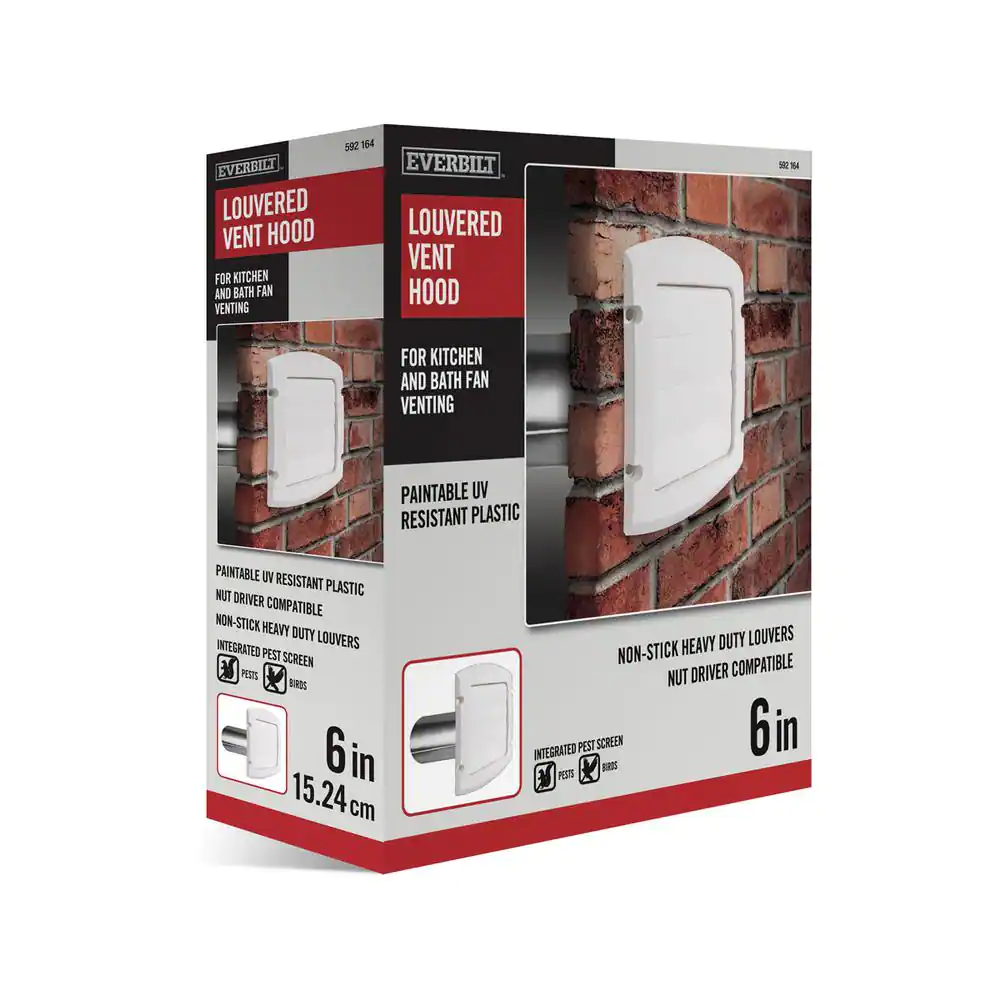 Everbilt 6 in. Louvered Exhaust Hood in White