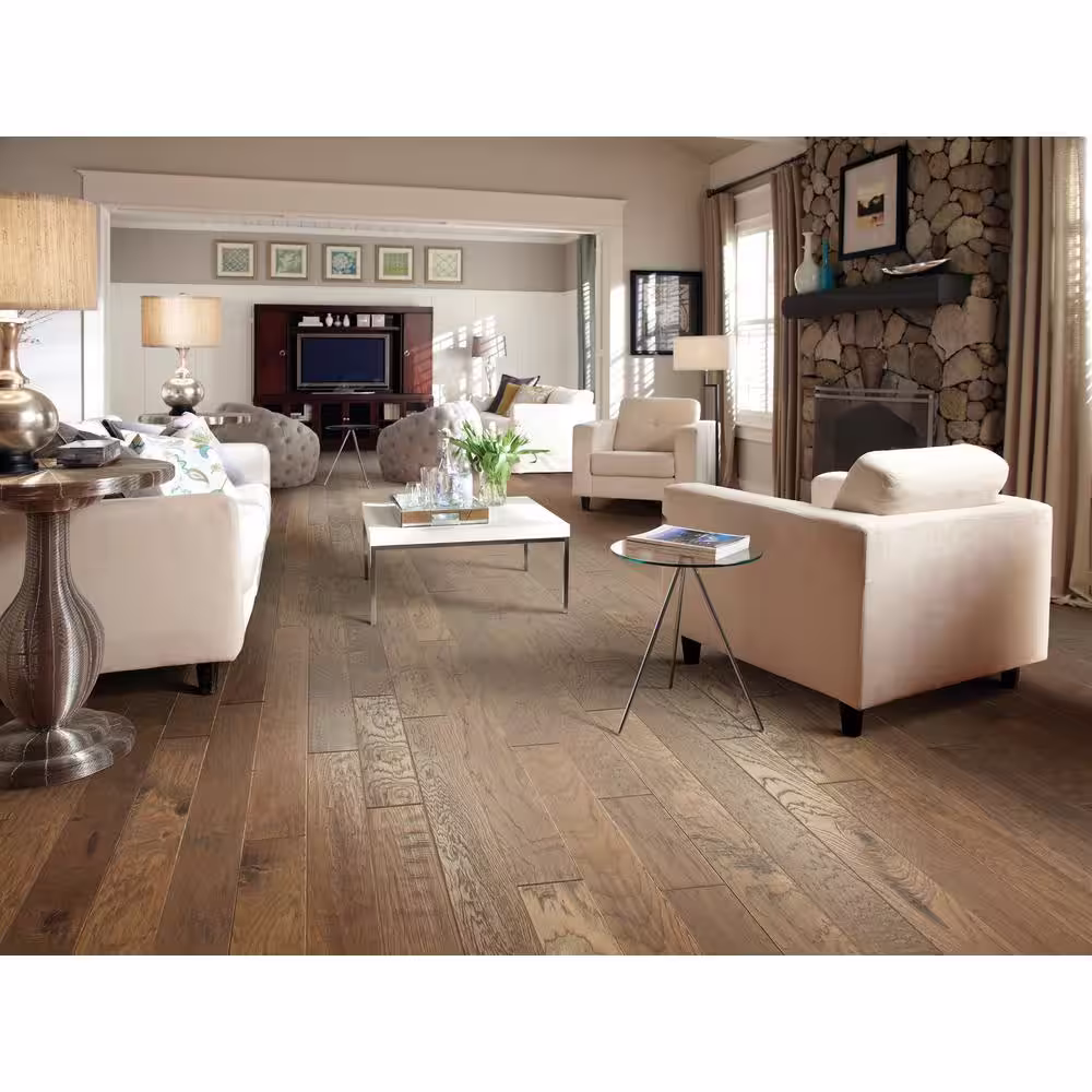 Shaw Canyon Hickory Bison Hickory 3/8 in. T x 6.4 in. W Distressed Engineered Hardwood Flooring (30.5 sqft/case)
