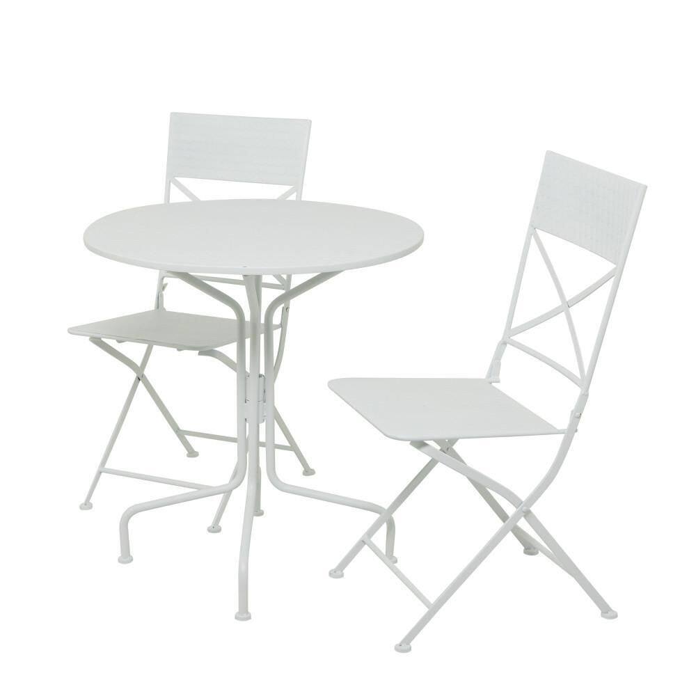Litton Lane White Metal Traditional Matte Bistro Set (Set of 3)